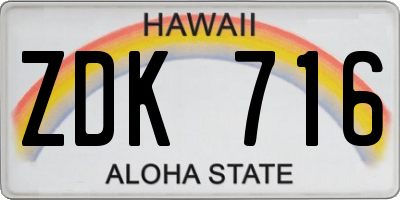 HI license plate ZDK716