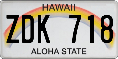 HI license plate ZDK718
