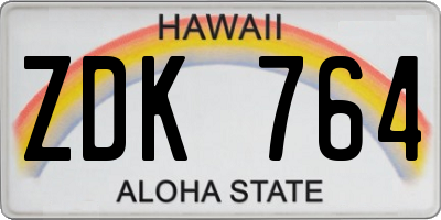 HI license plate ZDK764