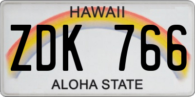 HI license plate ZDK766