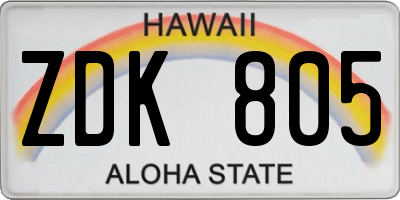 HI license plate ZDK805