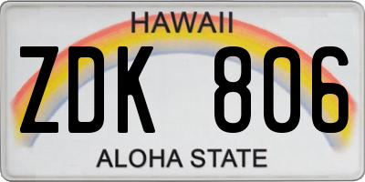 HI license plate ZDK806