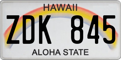 HI license plate ZDK845