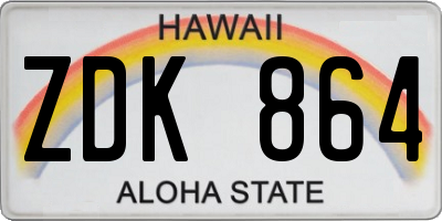 HI license plate ZDK864