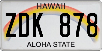 HI license plate ZDK878