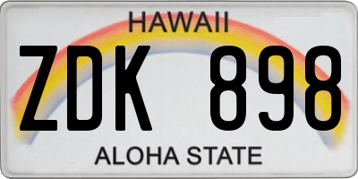 HI license plate ZDK898