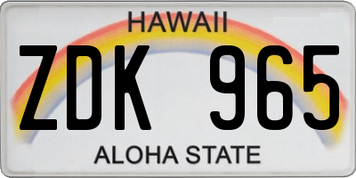 HI license plate ZDK965