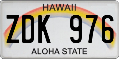 HI license plate ZDK976