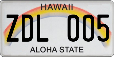 HI license plate ZDL005