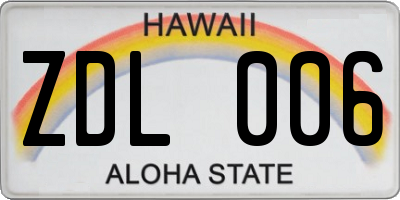HI license plate ZDL006