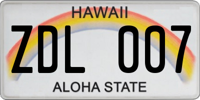 HI license plate ZDL007