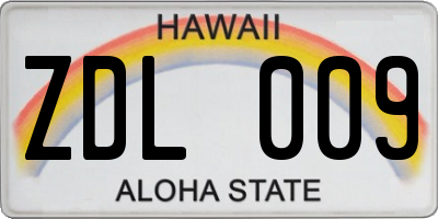 HI license plate ZDL009