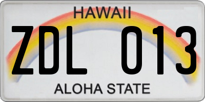 HI license plate ZDL013