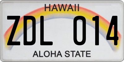 HI license plate ZDL014