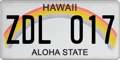 HI license plate ZDL017