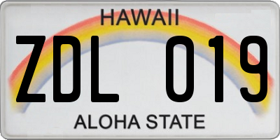 HI license plate ZDL019