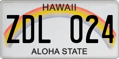 HI license plate ZDL024