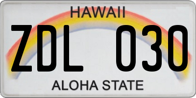 HI license plate ZDL030
