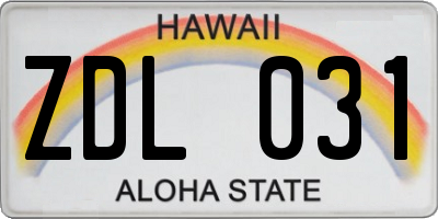 HI license plate ZDL031