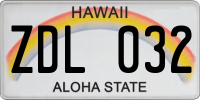 HI license plate ZDL032