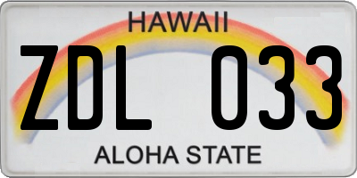 HI license plate ZDL033