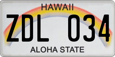 HI license plate ZDL034