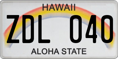 HI license plate ZDL040