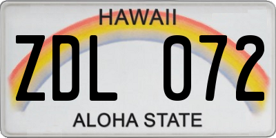HI license plate ZDL072
