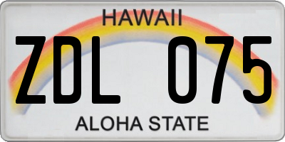 HI license plate ZDL075