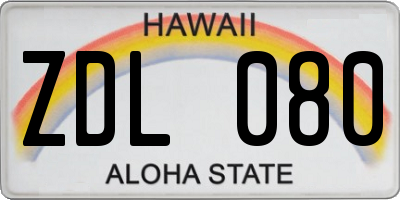 HI license plate ZDL080