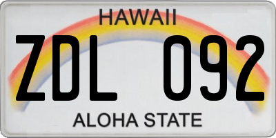 HI license plate ZDL092