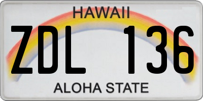 HI license plate ZDL136