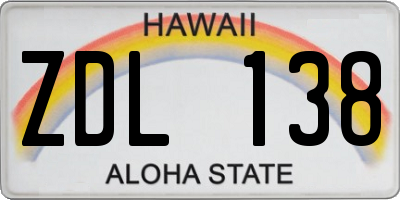 HI license plate ZDL138