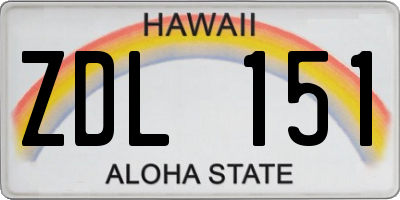 HI license plate ZDL151