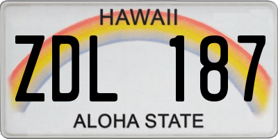 HI license plate ZDL187
