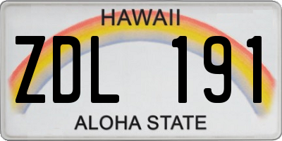 HI license plate ZDL191