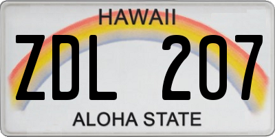 HI license plate ZDL207