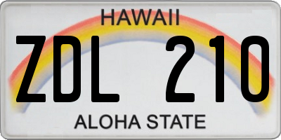 HI license plate ZDL210