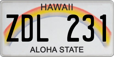 HI license plate ZDL231