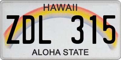 HI license plate ZDL315