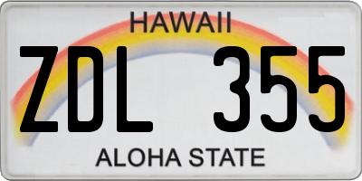 HI license plate ZDL355