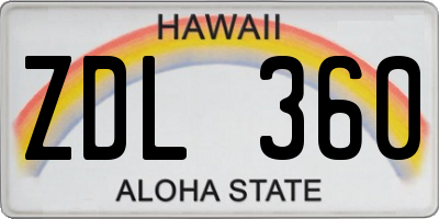 HI license plate ZDL360