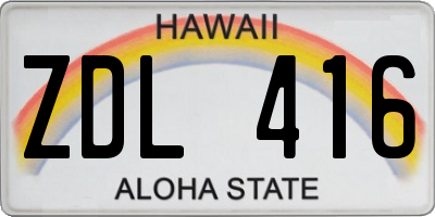 HI license plate ZDL416