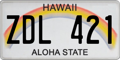 HI license plate ZDL421