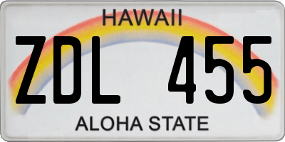 HI license plate ZDL455