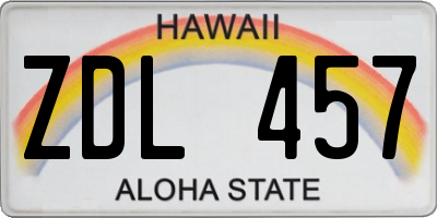 HI license plate ZDL457