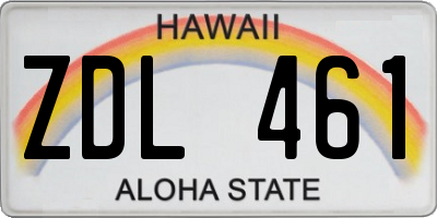 HI license plate ZDL461