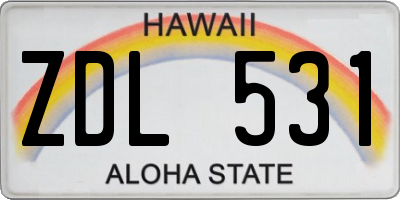 HI license plate ZDL531
