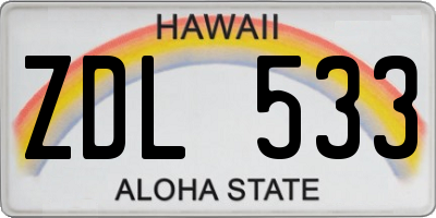 HI license plate ZDL533