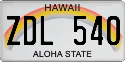 HI license plate ZDL540